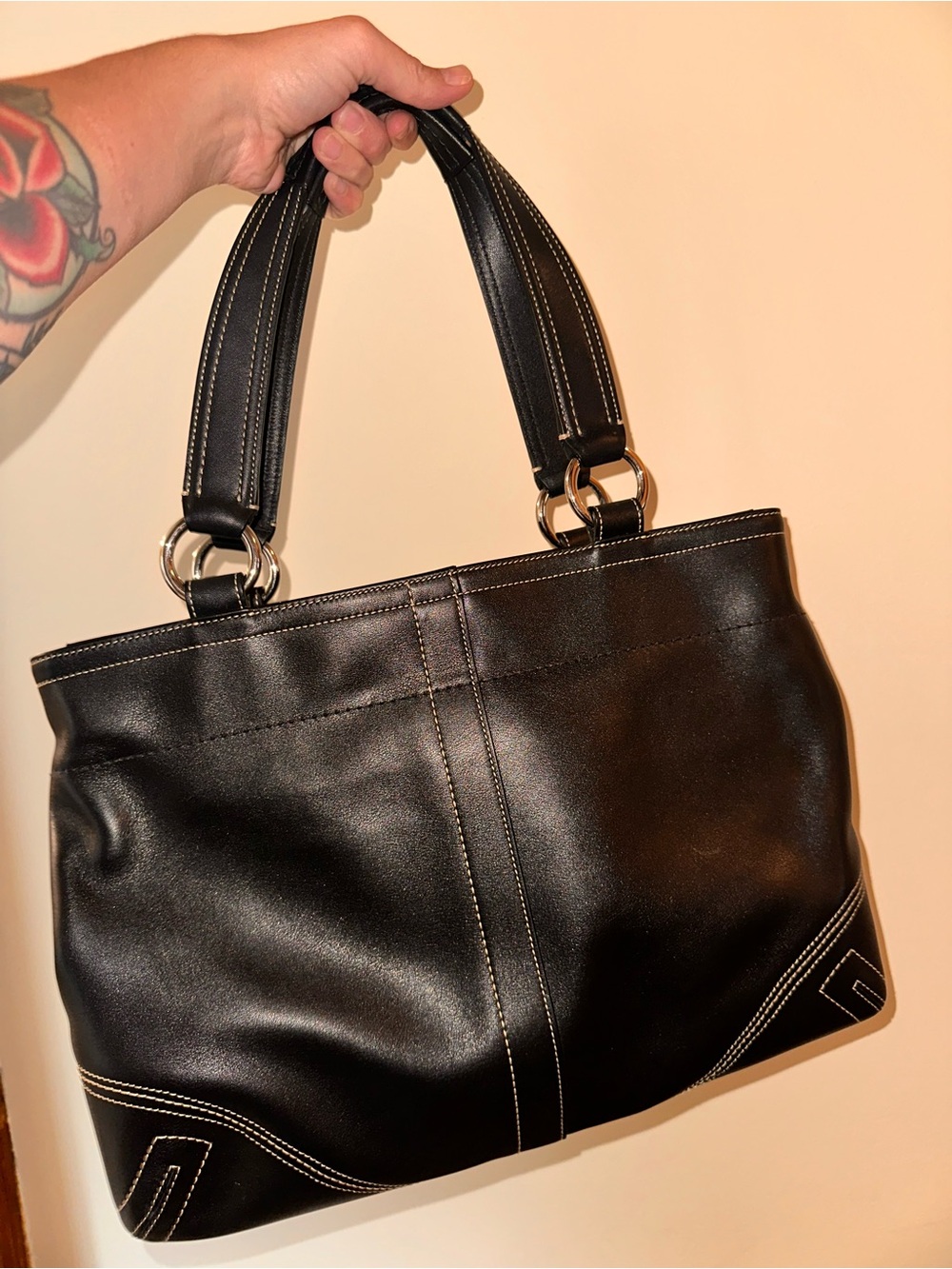 Coach | Soho Leather East/West Tote | Style 6468 (Black) - Picture 2 of 10